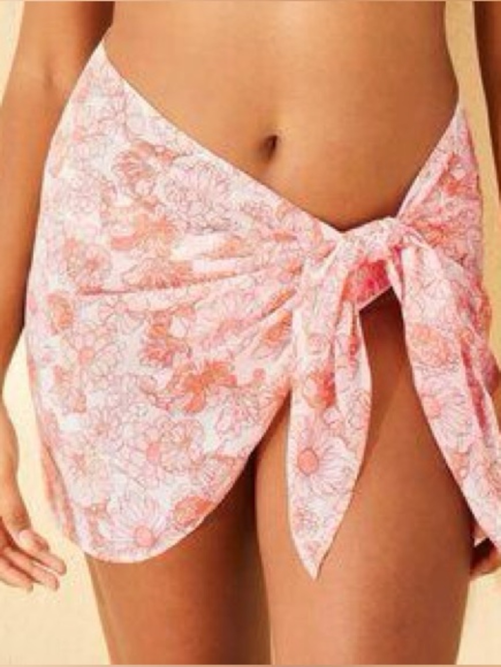 Shade & Shore Coral Pink Floral Swim Sarong Cover-Up